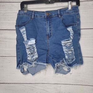 Women's Distressed Ripped Jean Shorts Medium
